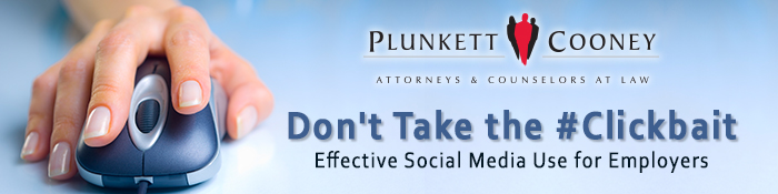 Clickbait webinar hand on mouse with webinar title and firm logo in graphic