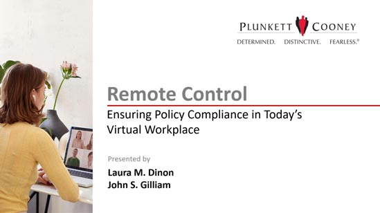 Remote Control Webinar Title Slide Woman sitting at desk on Zoom call